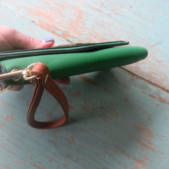 MIA K COLLECTION GREEN/BROWN GORGEOUS LARGE WALLET/WRISTLET CLUTCH - Picture 5 of 9